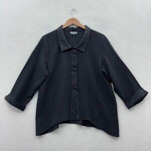 Habitat Women’s Large Textured Blouse Jacket Toggle Buttons Black Tan